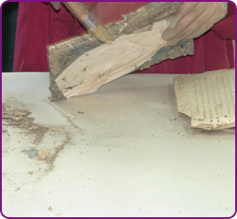 用器具清除古書上的污垢